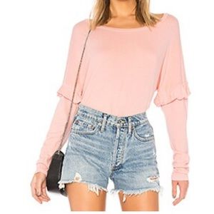 Michael Lauren Pink Long Sleeve With Ruffles